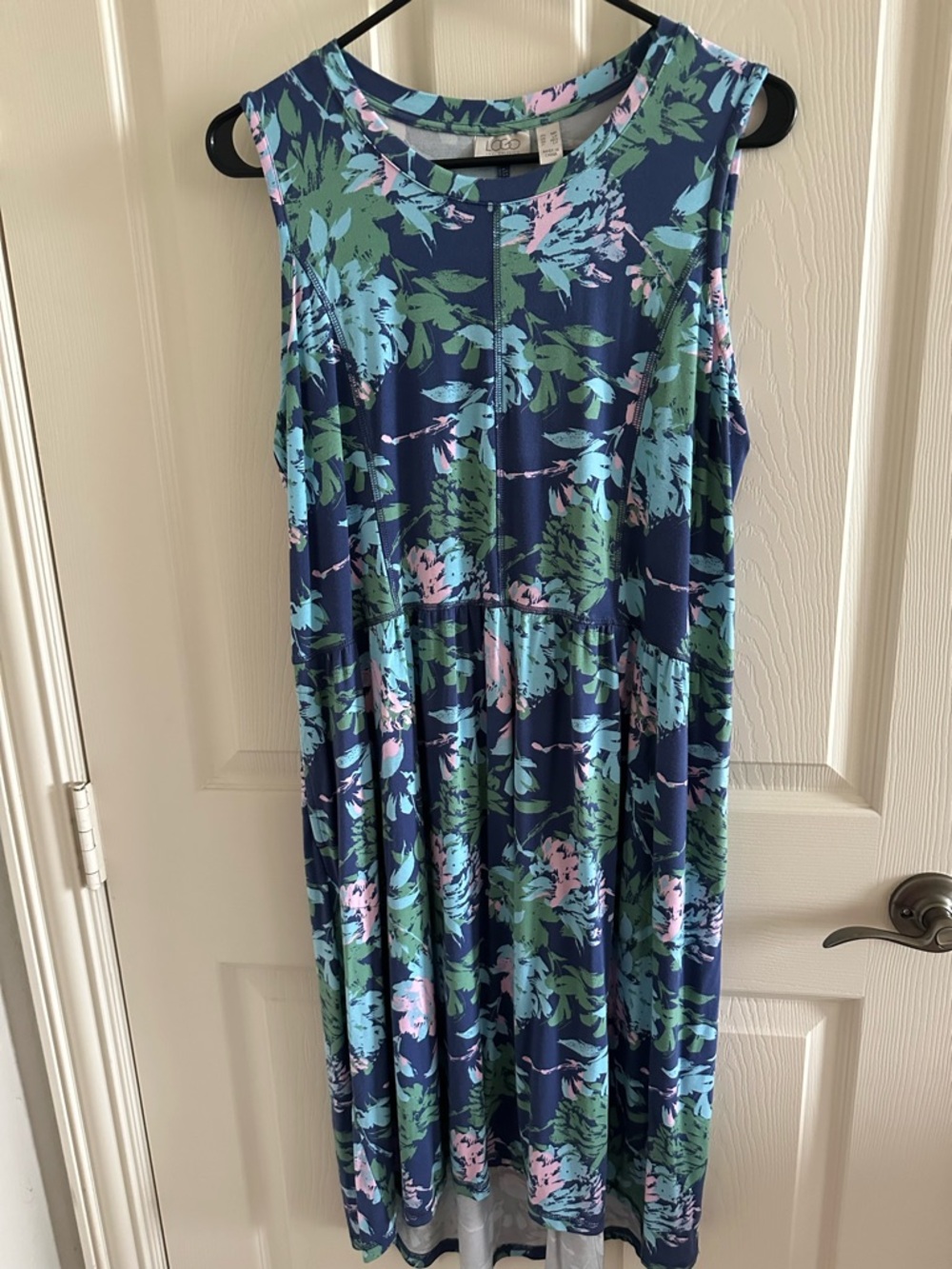 LOGO by Lori Goldstein Navy Floral Midi Dress